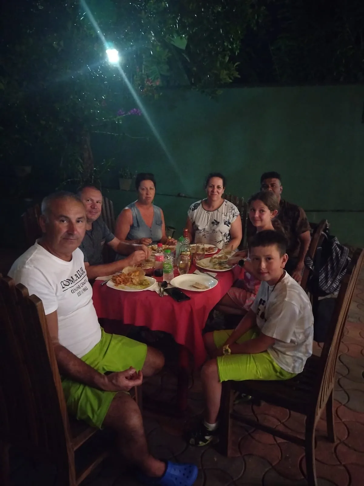 Sammy Tours guests sharing an evening meal together at a local restaurant in Bentota